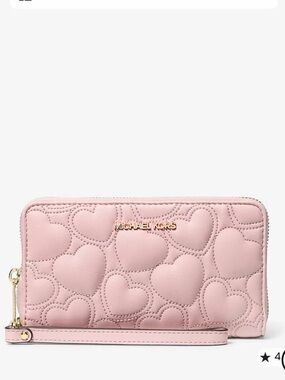 MICHAEL KORS Jet Set Large Heart Embroidered Smartphone Multifunction Wallet
